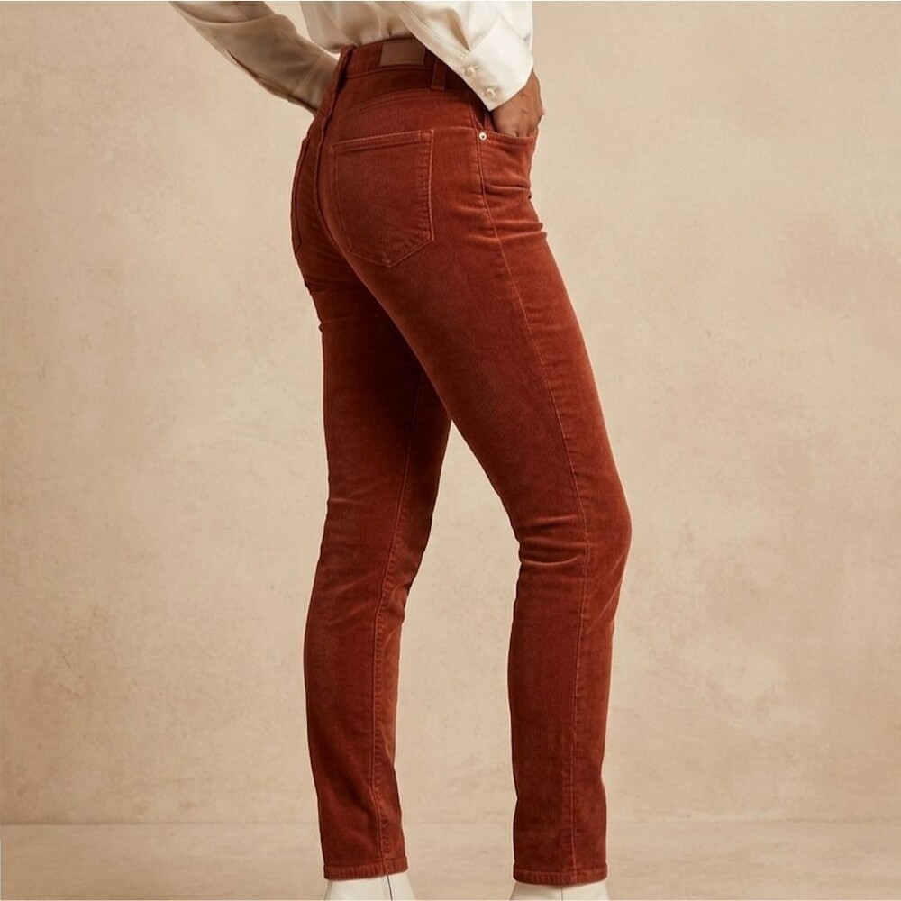 Anthropologie Pilcro High Rise Skinny Corduroy Pants 29 Rust Orange Boho Western
